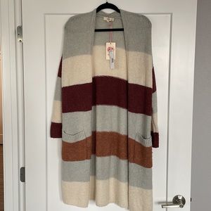 NWT Colorblock Stripe Longline Cardigan